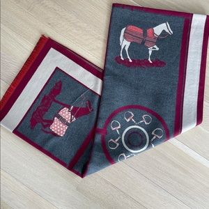 Cashmere equestrian themed scarf